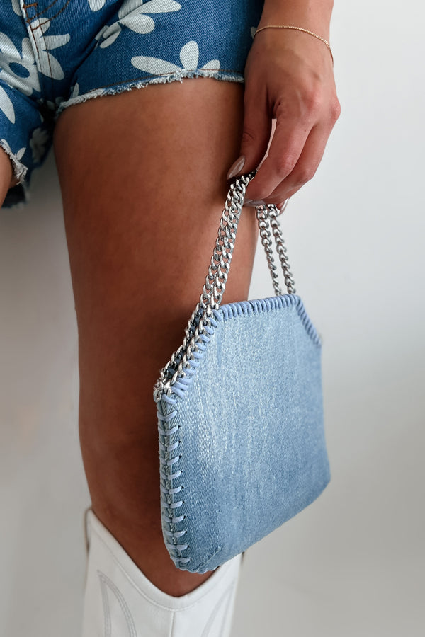 Never Stressing Denim Chain Crossbody Bag (Denim) - NanaMacs