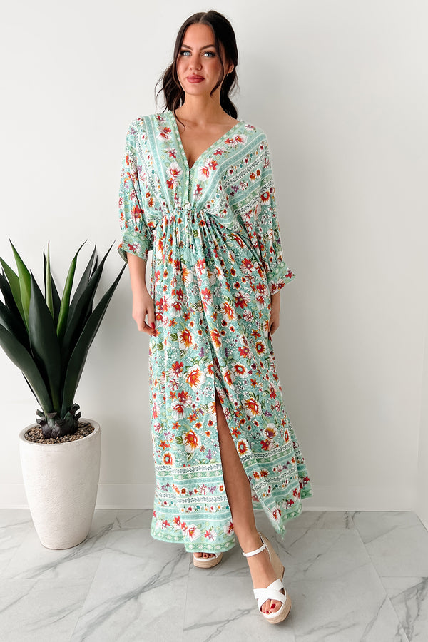 Fresh Mountain Air Floral Maxi Dress (Jade) - NanaMacs