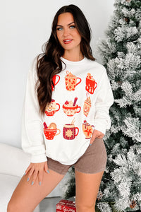 Cup Of Happiness Holiday Graphic Sweatshirt (Cream) - NanaMacs