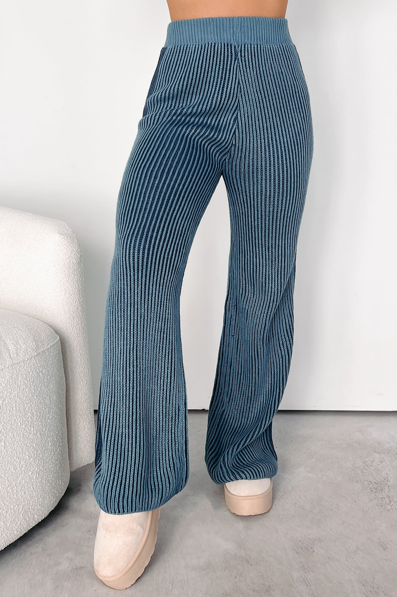 Salazar Two-Tone Striped Sweater & Pants Set (Denim/Navy)