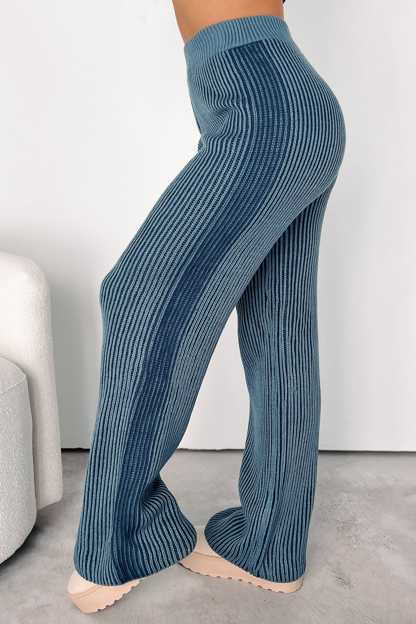 Salazar Two-Tone Striped Sweater & Pants Set (Denim/Navy)