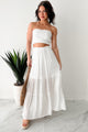 Spinning In Fields Two Piece Tube Top & Maxi Skirt Set (White) - NanaMacs