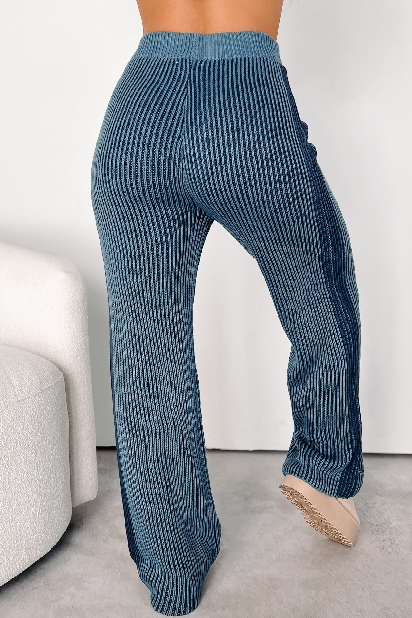 Salazar Two-Tone Striped Sweater & Pants Set (Denim/Navy)