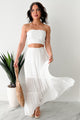 Spinning In Fields Two Piece Tube Top & Maxi Skirt Set (White) - NanaMacs