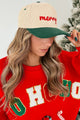 Simply "Merry" Two-Toned Embroidered Corduroy C.C. Cap (Green)