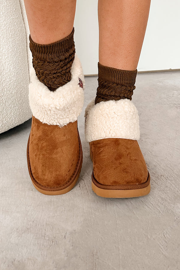 Snow Excited Sherpa Cuff Ankle Booties (Tan) - NanaMacs