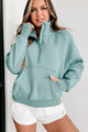 New Obsession Fleece-Lined Half-Zip Scuba Pullover (Mint Blue) - NanaMacs