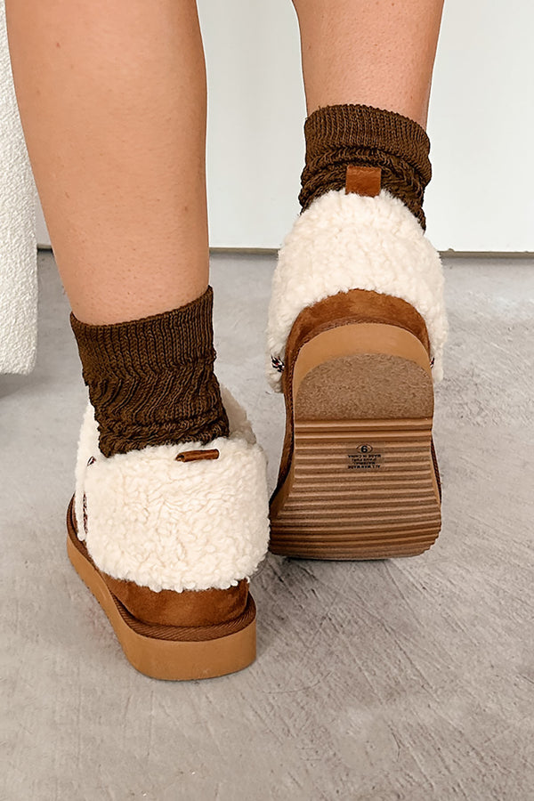 Snow Excited Sherpa Cuff Ankle Booties (Tan) - NanaMacs