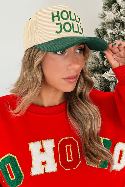 "Holly Jolly" Two-Toned Corduroy C.C. Cap (Green)