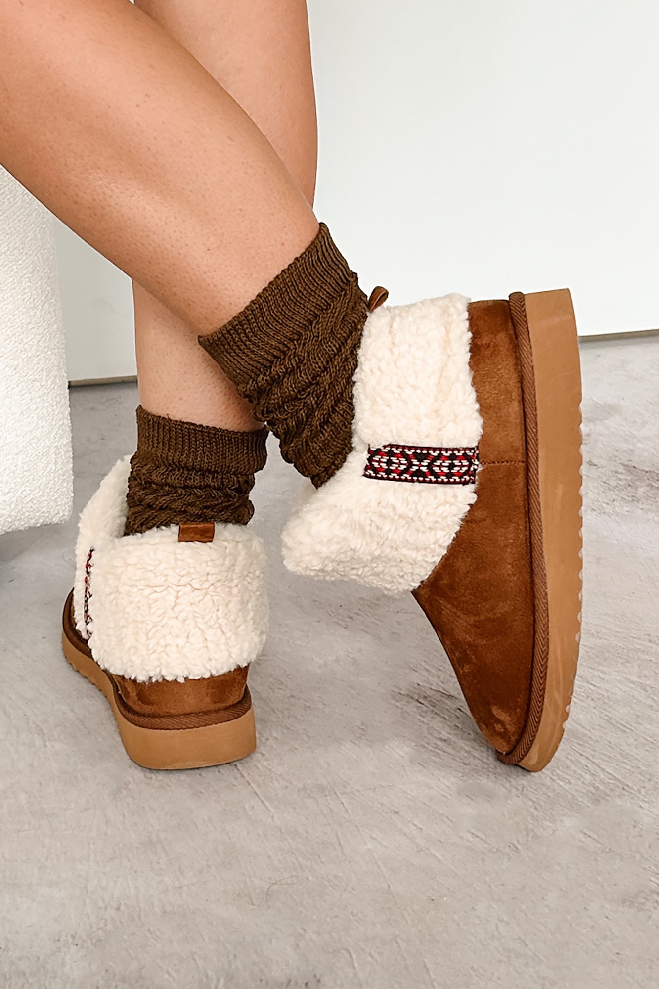 Snow Excited Sherpa Cuff Ankle Booties (Tan) - NanaMacs