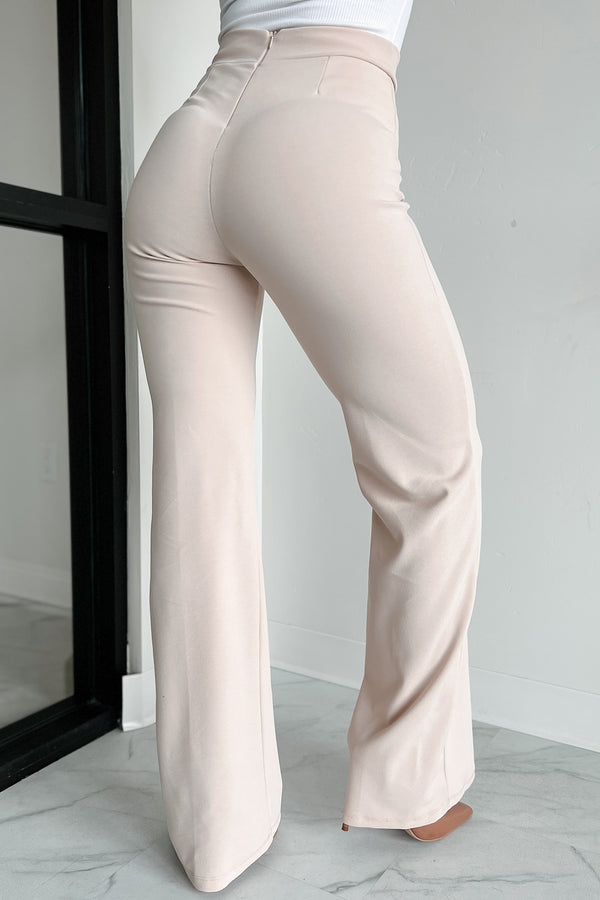 Work Talk High Waist Dress Pant (Cream) - NanaMacs