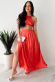 Sending Signals Halter Two Piece Maxi Set (Red Orange) - NanaMacs