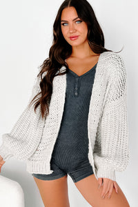 Lunar Wonder Metallic Knit Cardigan (Silver) - NanaMacs