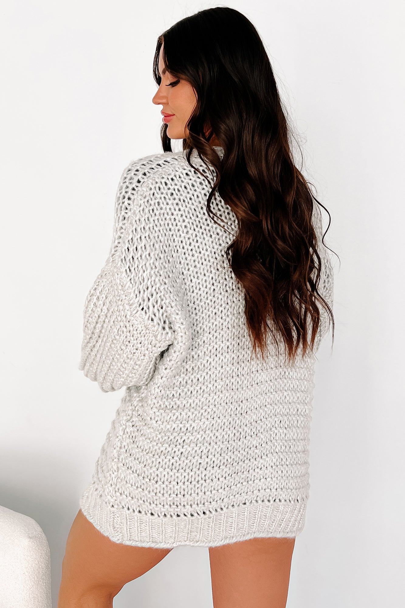 Lunar Wonder Metallic Knit Cardigan (Silver)