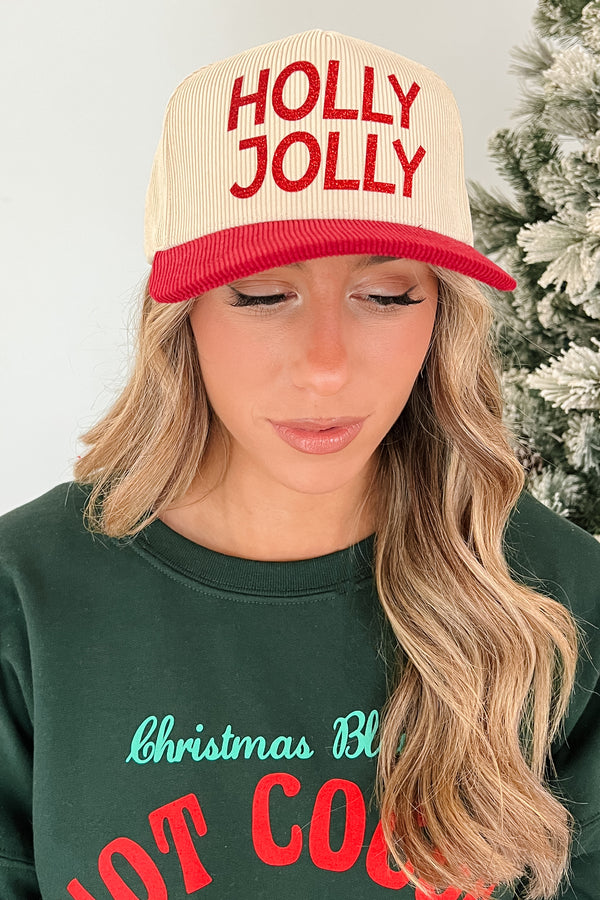 "Holly Jolly" Two-Toned Corduroy C.C. Cap (Burgundy)