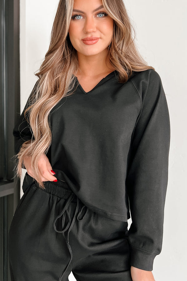 Working From Home Two-Piece Loungewear Set (Black) - NanaMacs