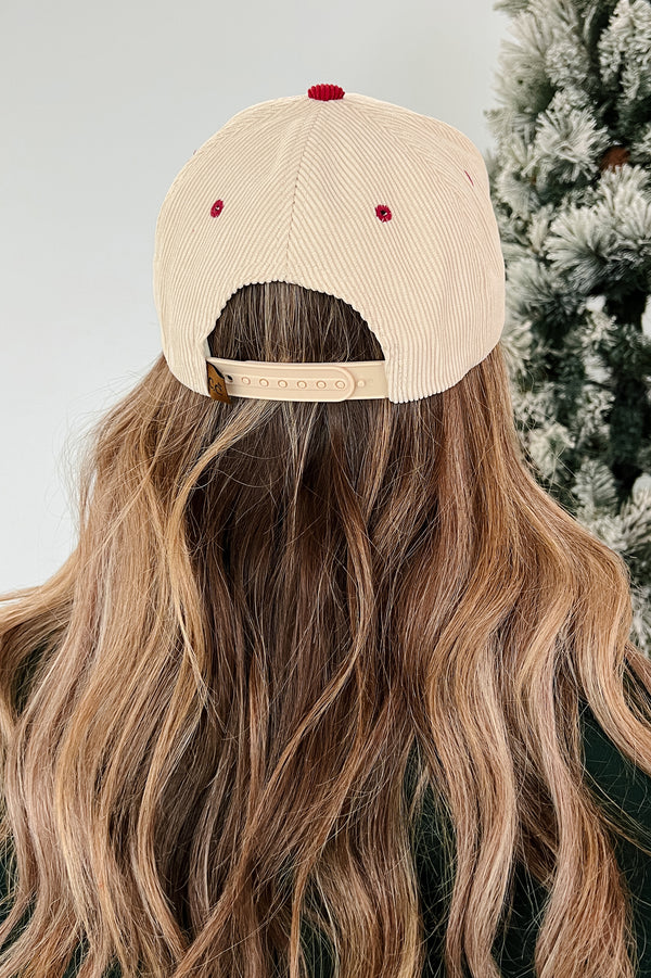 "Holly Jolly" Two-Toned Corduroy C.C. Cap (Burgundy)