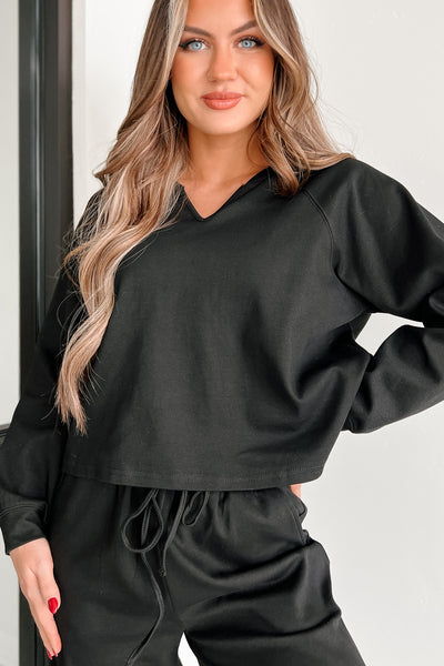 Working From Home Two-Piece Loungewear Set (Black) - NanaMacs