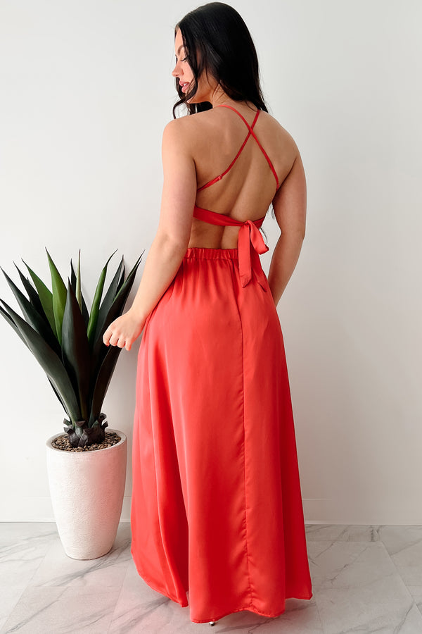 Sending Signals Halter Two Piece Maxi Set (Red Orange) - NanaMacs