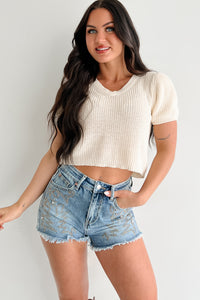 Comfort Meets Couture Puff Sleeve Sweater Top (Cream) - NanaMacs