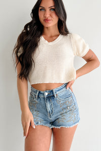 Comfort Meets Couture Puff Sleeve Sweater Top (Cream) - NanaMacs