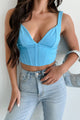 Vacation Villa Corset Crop Top (Blue) - NanaMacs