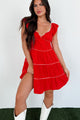 Vineyard Strolls Babydoll Mini Dress (Red) - NanaMacs