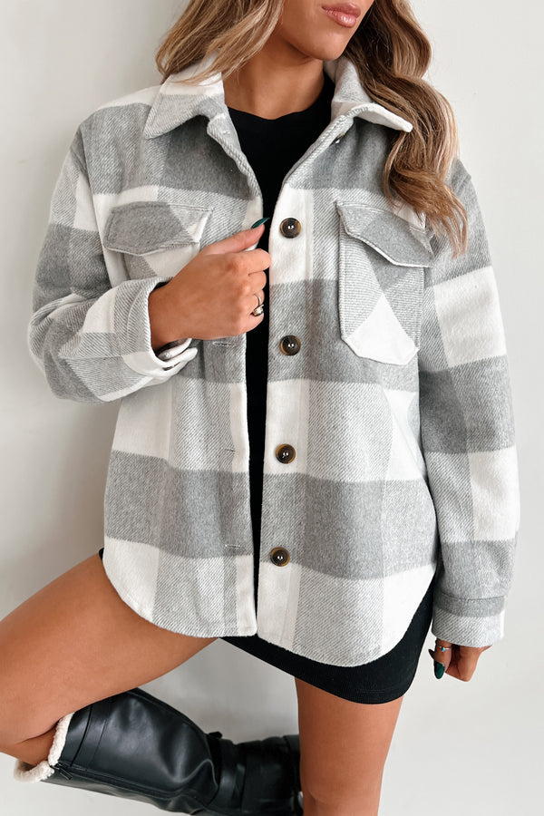 DOORBUSTER Dane Plaid Shacket (Grey) - NanaMacs