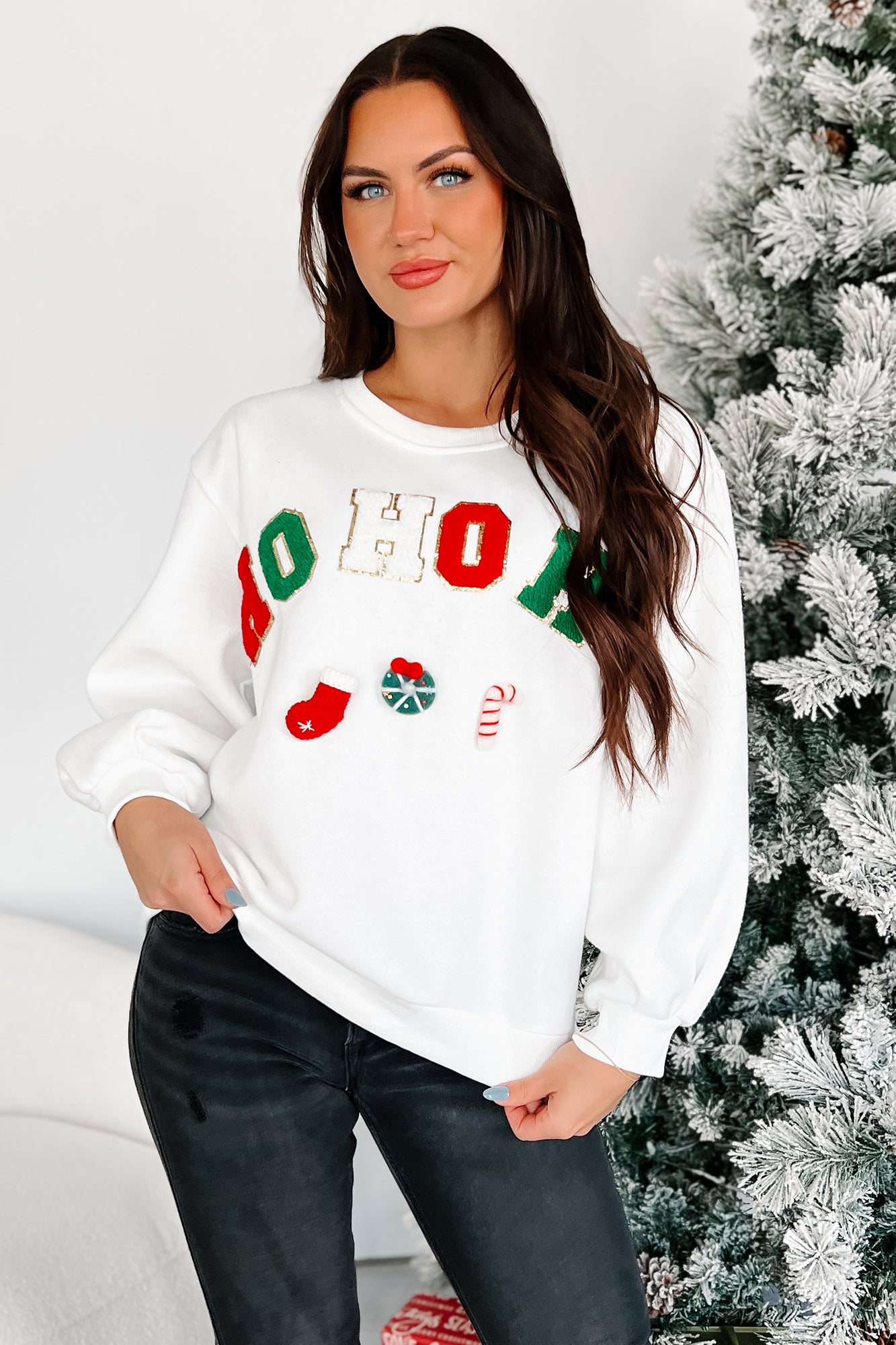 Santa's Calling Holiday Sweatshirt (Off White) - NanaMacs