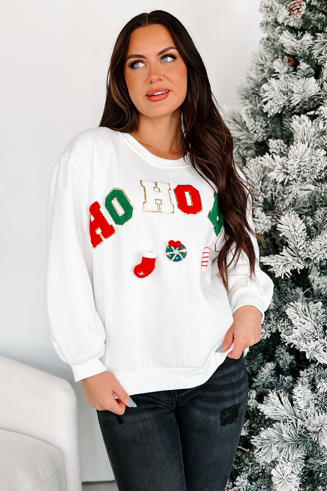 Santa's Calling Holiday Sweatshirt (Off White) - NanaMacs