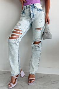 Bennett High Rise Distressed 90's Boyfriend Kancan Jeans (Light Acid) - NanaMacs