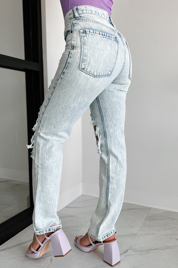 Bennett High Rise Distressed 90's Boyfriend Kancan Jeans (Light Acid) - NanaMacs