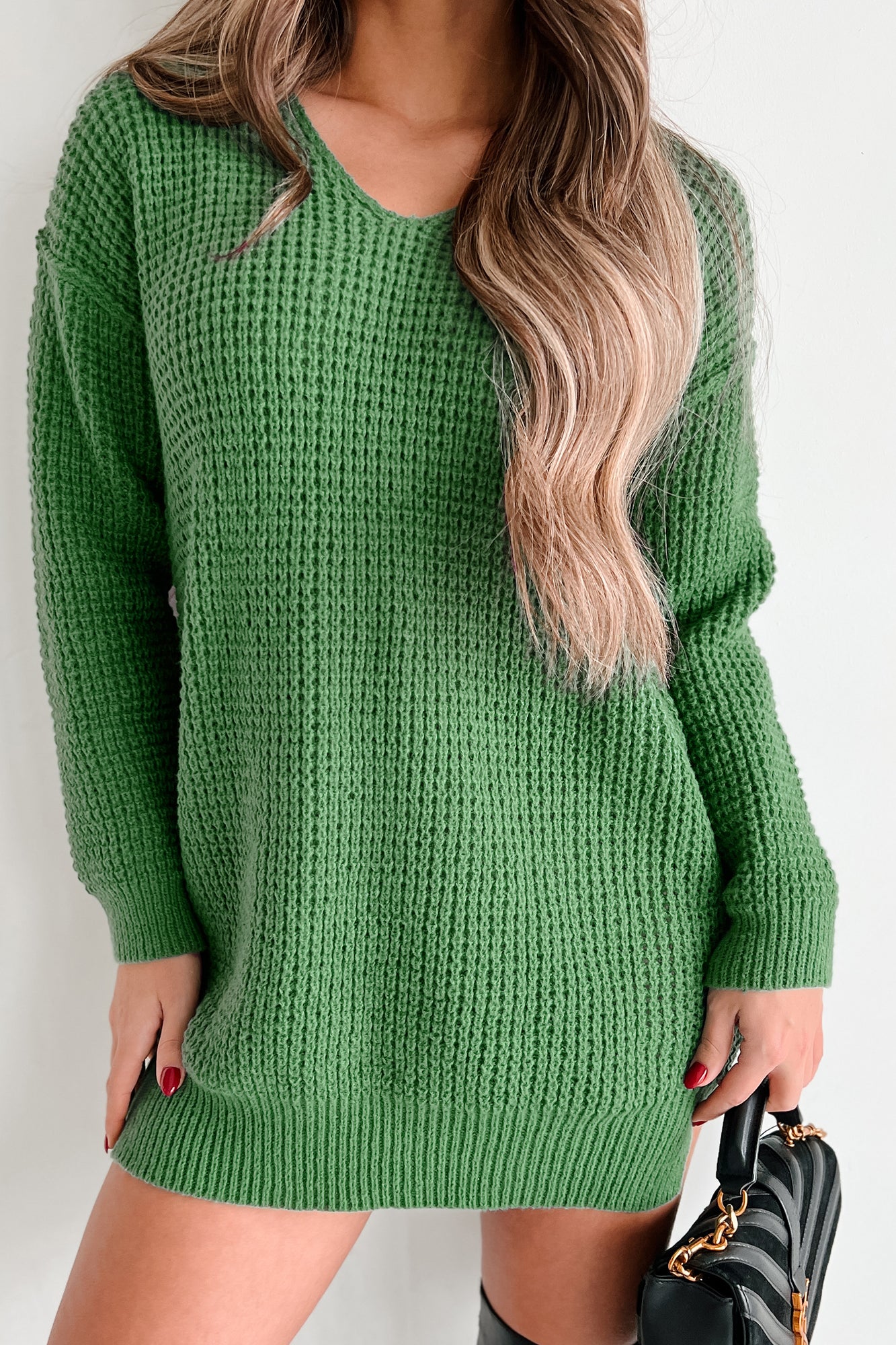 Forest green hotsell v neck sweater