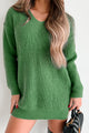 Striving For Greatness V-Neck Tunic Sweater (Forest Green) - NanaMacs