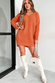 Striving For Greatness V-Neck Tunic Sweater (Carrot) - NanaMacs