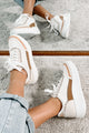 Losing Focus Lace-Up Platform Sneakers (Taupe/White) - NanaMacs