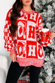 On The Nice List Checkered Sleeve Holiday Sweater (Red) - NanaMacs