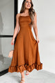 Something To Consider Bubble Hem Midi Dress (Rust) - NanaMacs