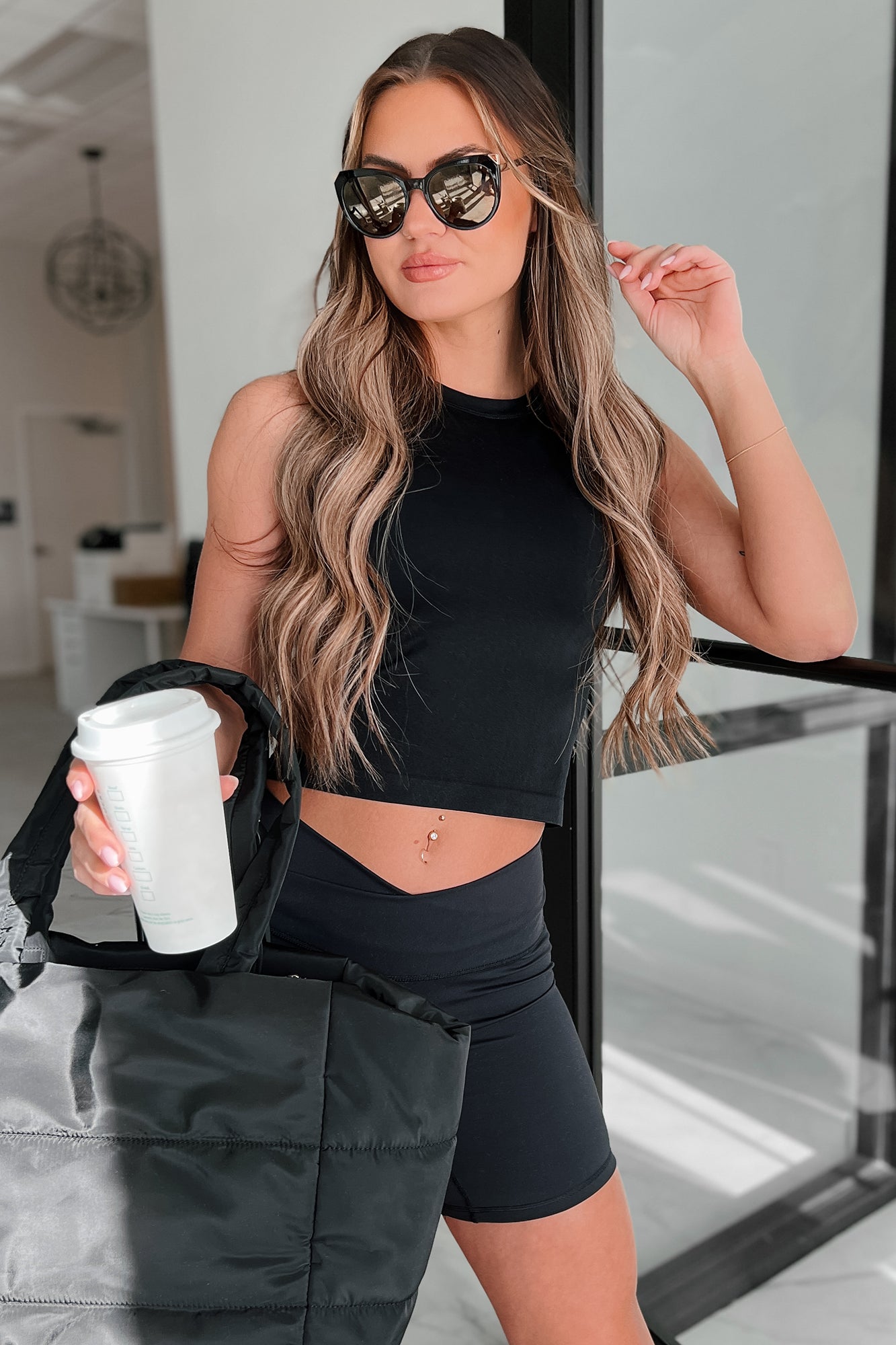 Blending In Sleeveless Crop Top (Black) - NanaMacs