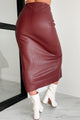 Loose Cannon Zip Front Faux Leather Midi Skirt (Red Wine) - NanaMacs