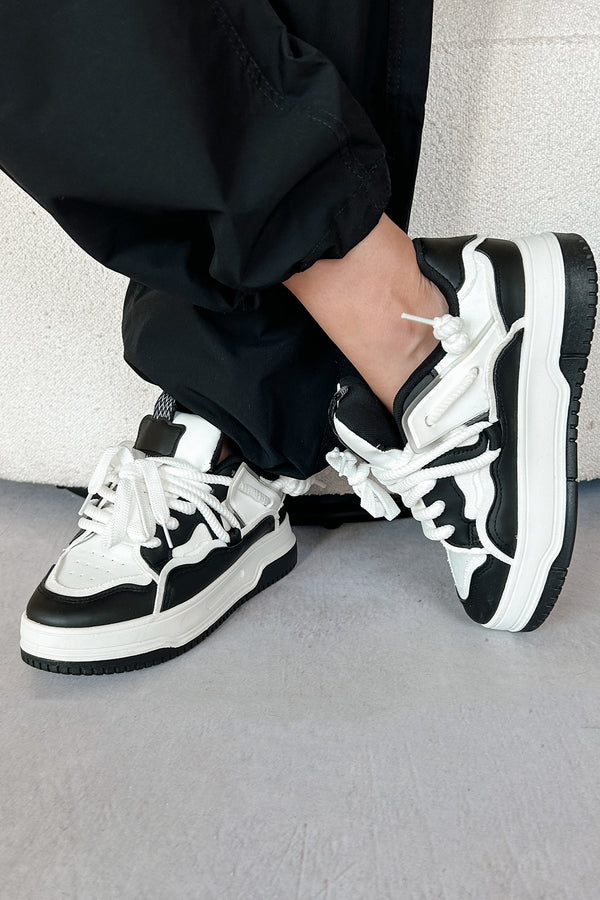 Just Skate Lace Up Platform Sneakers (Black/White) - NanaMacs