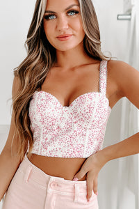 Delicate Disposition Cropped Butterfly Corset Top (White/Pink) - NanaMacs