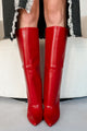 Fiery Confidence Fold Over Knee High Boots (Red Pu) - NanaMacs