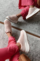 Coastal Strolls Woven Raffia Platform Sneakers (Blush/Raffia) - NanaMacs