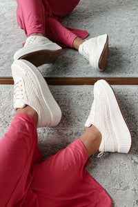 Coastal Strolls Woven Raffia Platform Sneakers (Beige/Raffia) - NanaMacs