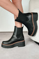 Yossi Faux Leather Platform Chelsea Boots (Black PU) - NanaMacs