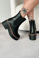 Yossi Faux Leather Platform Chelsea Boots (Black PU) - NanaMacs