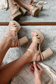 Trendy & Tropical Raffia Heeled Platform Sandals (Dark Natural) - NanaMacs