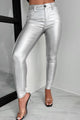 Nova High Waist Metallic Skinny Jeans (Silver) - NanaMacs