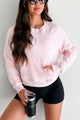 At Home Vibes Raglan Sleeve Pocket Sweatshirt (Pale Pink)